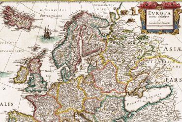 Карта Европы созданная голландским картографом в 1635 году