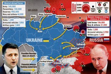 На новой карте нападения Путина есть удар по Киеву