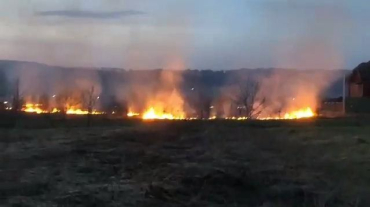 В Закарпатье огонь бушует возле заправочной станции и жилых домов