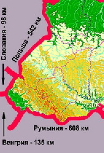 Закарпатье граничит по госгранице с Румынией, Венгрией, Словакией и Польшей