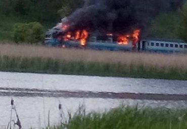 На пути Винница-Гайворон загорелся поезд