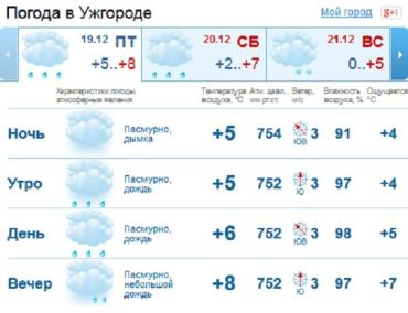 В Ужгороде весь день будет пасмурно, небольшой дождь до самого вечера