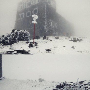 На горе Поп Иван выпал снег