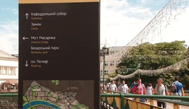 Современные туристические указатели помогают гостям Ужгорода