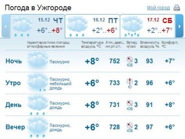 В Ужгороде на протяжении всего дня будет идти дождь