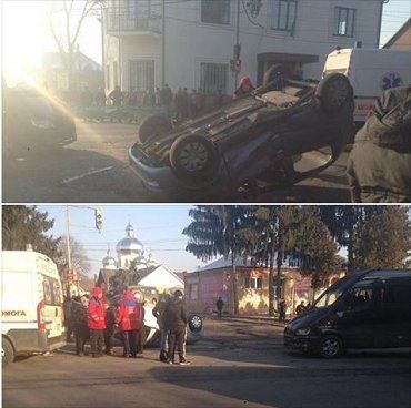 На Закарпатье в результате столкновения перевернулся автомобиль