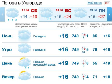 В Ужгороде днем погода будет пасмурной, мелкий дождь