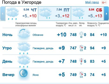 В Ужгороде сильный дождь будет идти весь день
