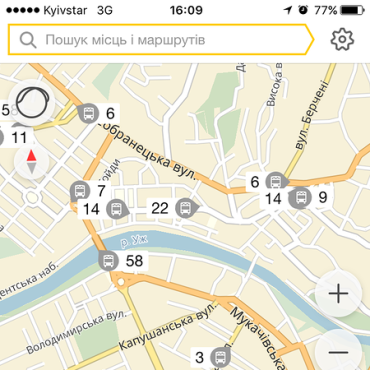 Движение маршруток на карте Ужгорода покажет Яндекс