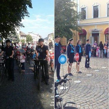 Мукачевский велопатруль сопровождал молодых велосипедистов города