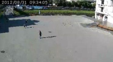 Вид Ужгорода с видеокамеры на площадь Театральную