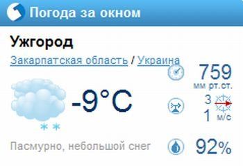 В субботу вечером и воскресенье весь день в Ужгороде пасмурная погода и снег