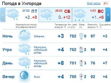 Мелкий дождь в Ужгороде начнется с утра, но ближе к вечеру должен прекратиться