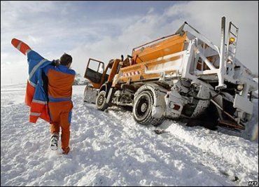 Снегопад в Венгрии доставил проблем