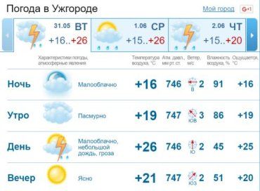 Пасмурная погода продержится в Ужгороде до самого вечера. Небольшой дождь