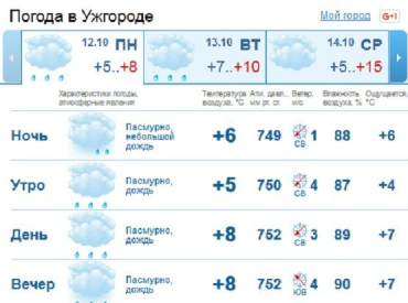 С утра и до позднего вечера в Ужгороде будет идти сильный дождь