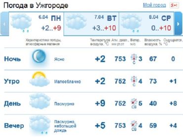 В Ужгороде на протяжении всего дня пасмурно, вечером дождь