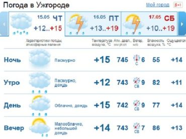 Дождь в Ужгороде будет идти с утра до позднего вечера