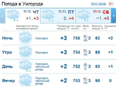 В Ужгороде мелкий дождь со снегом будет продолжаться до завершения дня