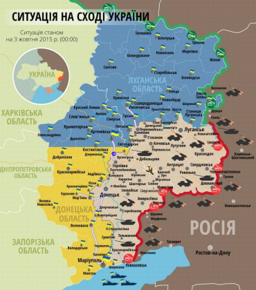 Исходя из данных карты, обстрелов на Донбассе за минувшие сутки не зафиксировано