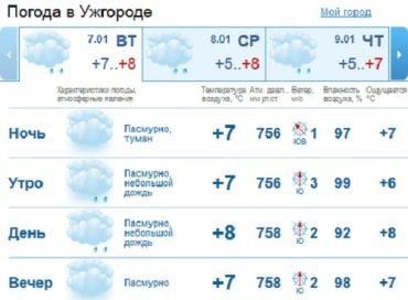 В Ужгороде мелкий дождь будет идти с утра до самого вечера