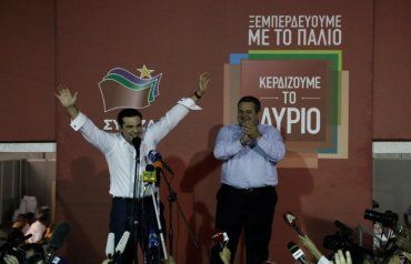 Алексис Ципрас с лидером партии "Независимые греки" Паносом Камменосом