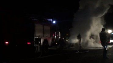Пожар произошел на трассе в районе с.Кольчино около 19:45