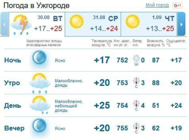 В Ужгороде утром и днем будет идти небольшой дождь