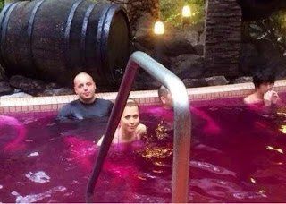 Син голови Нацбанку купається в наповненому вином басейні